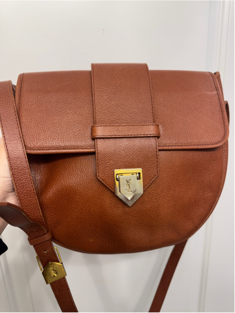 YSL Brown Leather Saddle Crossbody Vintage Bag - Picture 3 of 15